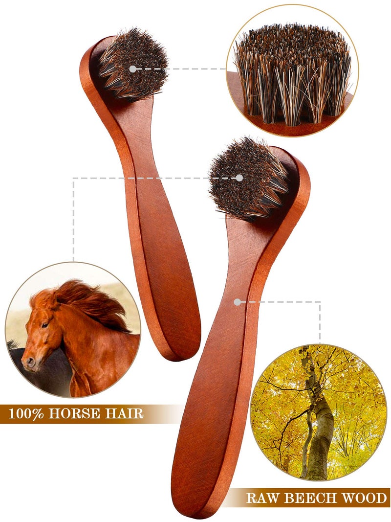 Youngjoy 6 Pieces Horsehair Shine Shoes Brush kit Polish Dauber Applicators, Brown, 6 x 1.5 inches - Image 3